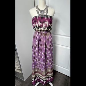 *Multicolored Strapless Maxi Dress